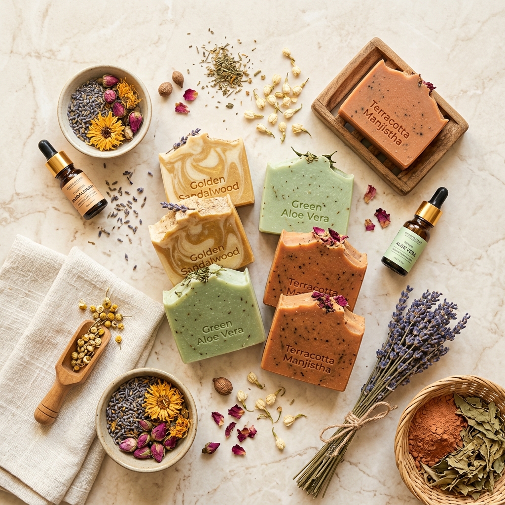Collection of Chaitanya handmade cold-processed soaps